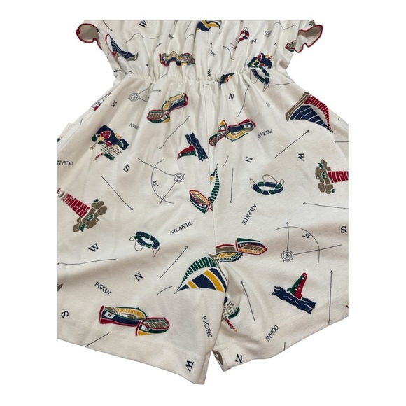 80’s White Nautical Print Jumpsuit - Picture 5 of 7